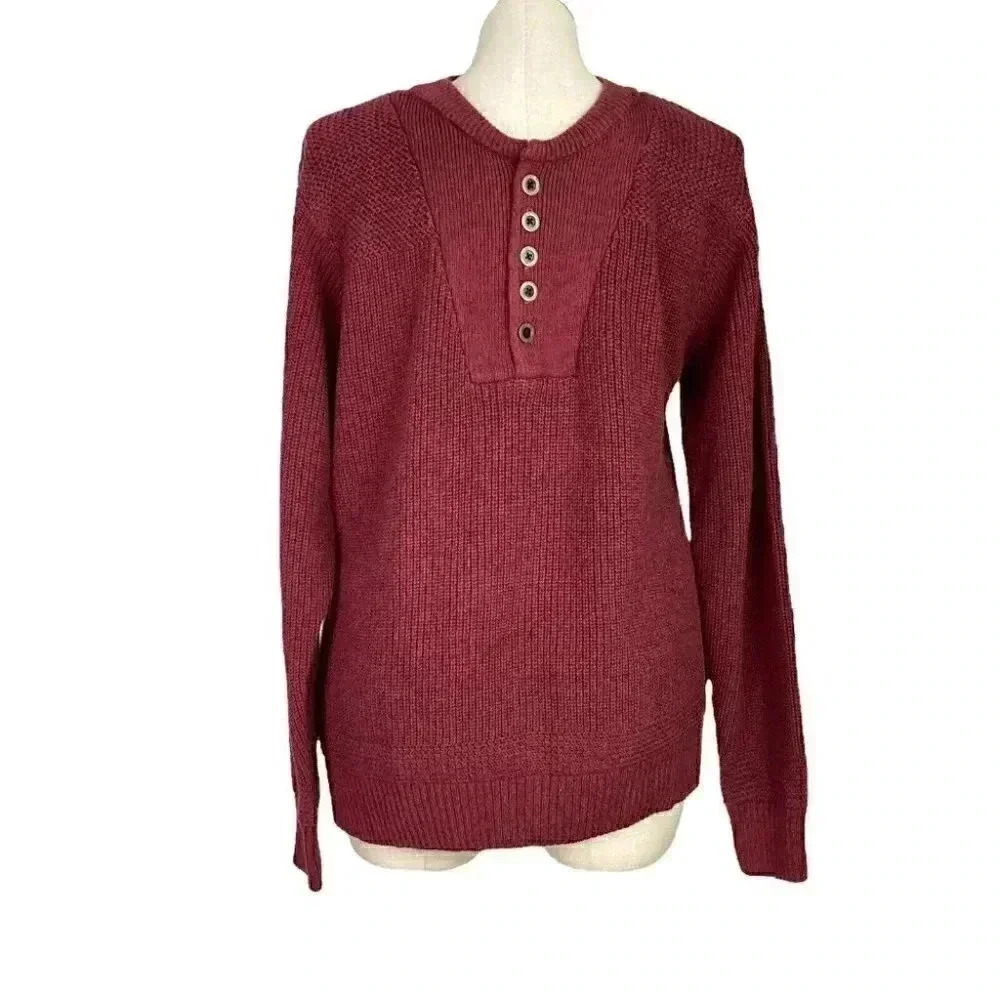 RedHead Mens XL Hendley Pullover Sweater Red Cotton Blend Shaker Knit LS